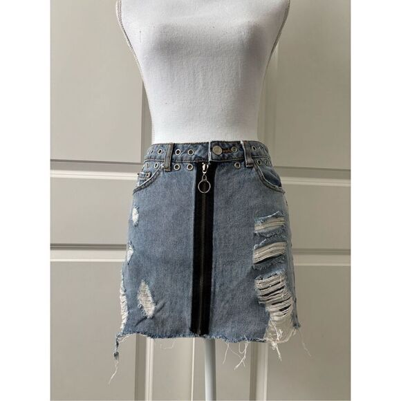 Y2K Signature 8 Denim Skirt - Picture 1 of 8